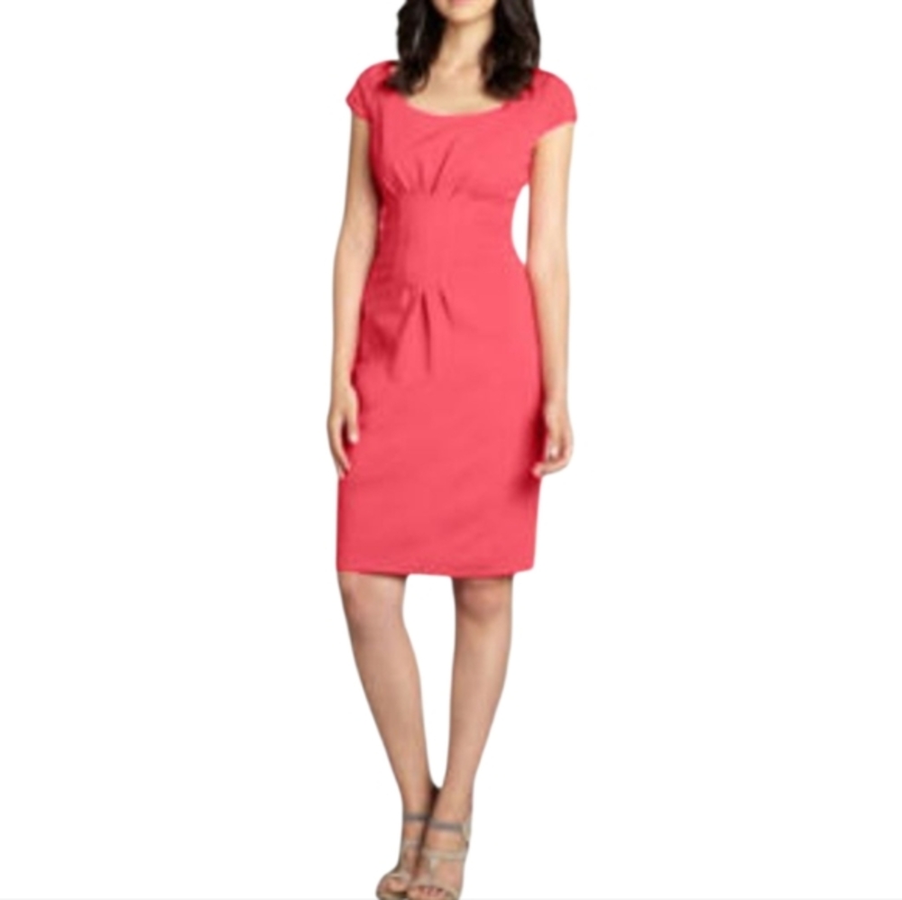 Trina Turk Coral Pink Sheath Dress with‎ Flutter Cap Sleeves Size Small